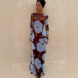 Never Fully Dressed Burgundy and Blue Poppy Aria Dress